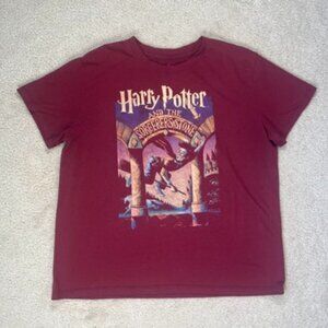 Harry Potter Sorcerer’s Stone Red Graphic Tee Short Sleeve Burgundy Size X-Large